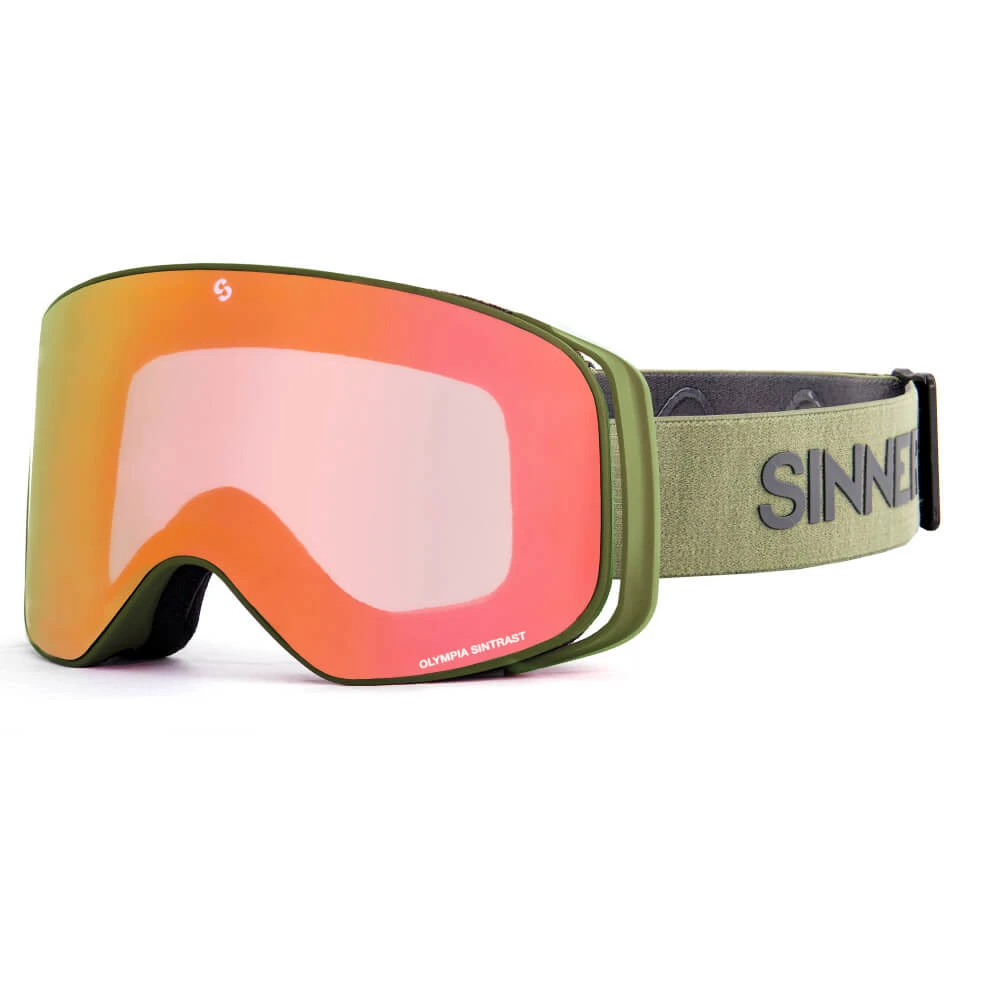 Sinner Olympia+ Skibril - Matte Moss Green | Double Orange Sintrast Lens (Cat. 1) 6 Sinner Olympia+ Skibril - Matte Moss Green | Double Orange Sintrast Lens (Cat. 1) - Afbeelding 6