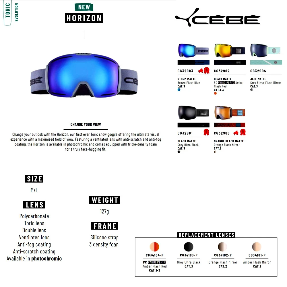 Cébé Horizon CG32901 Skibril - Orange Black Matte | Orange Flash Mirror Cat.2 2 Cébé Horizon CG32901 Skibril - Orange Black Matte | Orange Flash Mirror Cat.2 - Afbeelding 2